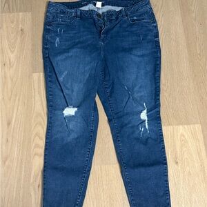 Lane Bryant Dark Blue Distressed Skinny Jeans